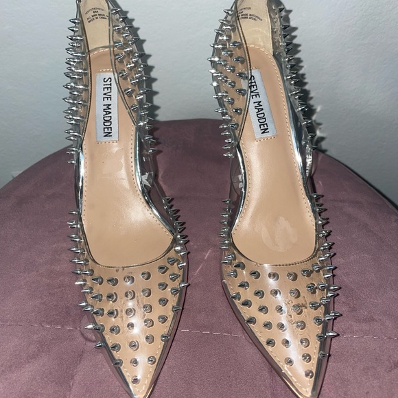 Steve Madden Vala Clear Stud Transparent Pointed Toe Stiletto Dress Pump size 6 - Picture 2 of 6